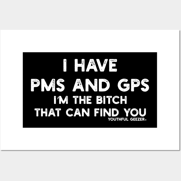 I Have PMS And GPS I'm The Bitch That Can Find You Wall Art by YouthfulGeezer